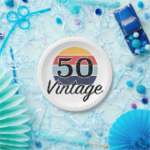 ヴィンテージ50誕生日夕日 ペーパープレート (パーティー)