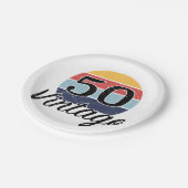 ヴィンテージ50誕生日夕日 ペーパープレート (アングル)