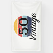 ヴィンテージ50誕生日夕日 横断幕 (縦)