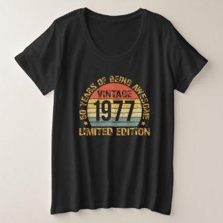 ヴィンテージ50 誕生日 飾り 男 50代 1977年 50歳 プラスサイズTシャツ
