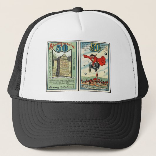 ヴィンテージ50 Pfennig Notgeldバンノートトラック運転手ハット キャップ (正面)