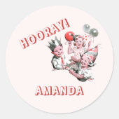 ヴィンテージ50sクラシックシンプル誕生日名 ラウンドシール (正面)