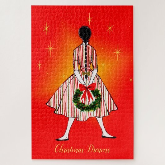 ヴィンテージ50sクリスマスガールラージパズル ジグソーパズル (縦)