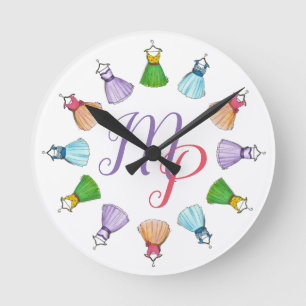 ヴィンテージ50sプロムパーティードレスファッショニスタイニシャル ラウンド壁時計