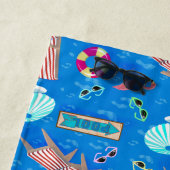 ヴィンテージ50sプールパーティー パーソナライズされた ビーチタオル (インサイチュ)