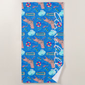 ヴィンテージ50sプールパーティー パーソナライズされた ビーチタオル (正面)