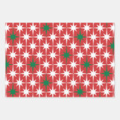 ヴィンテージ50sレトロクリスマススターパターンレッド ラッピングペーパーシート (正面2)