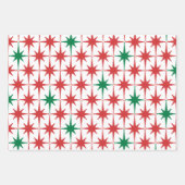 ヴィンテージ50sレトロクリスマススターレッドグリーンホワイト ラッピングペーパーシート (正面2)