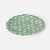 ヴィンテージ50sレトロスターズパターンミントピンククリーム ペーパープレート (アングル)