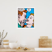 ヴィンテージ50sロマンチックな漫画パネ得ルアビッグキス ポスター (キッチン)