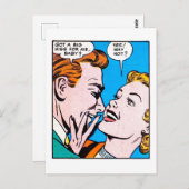 ヴィンテージ50sロマンチックな漫画パネ得ルアビッグキス ポストカード (正面/裏面)