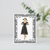 ヴィンテージ50s夕べレトロファッションイラストレーション ポストカード (スタンド正面)