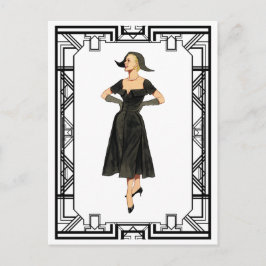 ヴィンテージ50s夕べレトロファッションイラストレーション ポストカード