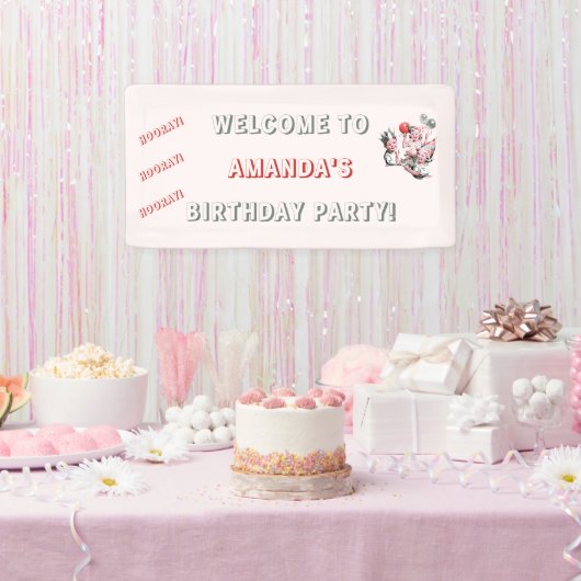 ヴィンテージ50s子供の誕生日ホテルへようこそ 横断幕 (パーティー)