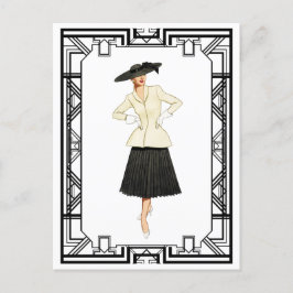 ヴィンテージ50s新しいルックレトロファッションイラストレーション ポストカード