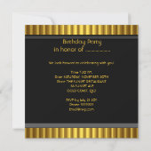 ヴィンテージ50thイエロー金ゴールドブラック誕生日パーティー 招待状 (裏面)