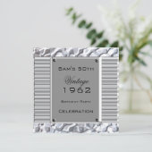 ヴィンテージ50thシルバーメタルルックバースデーパーティー 招待状 (スタンド正面)