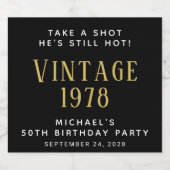 ヴィンテージ50thバースデーパーティーブラック リキュールボトルラベル (シングルラベル)