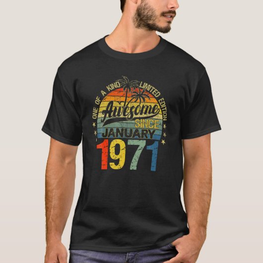 ヴィンテージ51歳1971年1月飾り51日 Tシャツ (正面)
