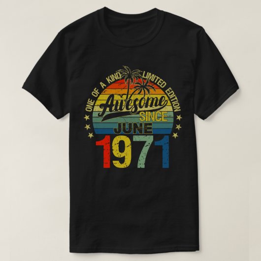 ヴィンテージ51歳1971年6月飾り51Bi Tシャツ (デザイン正面)
