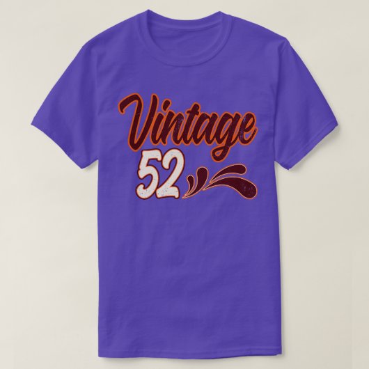 ヴィンテージ52歳誕生日 Tシャツ (デザイン正面)