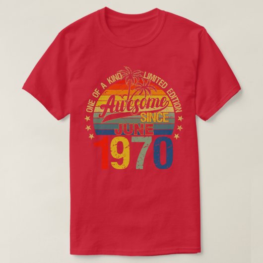 ヴィンテージ52歳1970年6月飾り52Bi Tシャツ (デザイン正面)