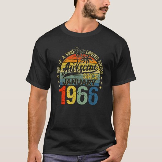 ヴィンテージ56歳1966年1月飾り56日 Tシャツ (正面)