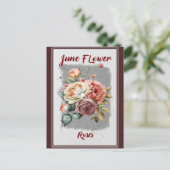 ヴィンテージ6月花のバラの花束 ポストカード (スタンド正面)