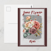 ヴィンテージ6月花のバラの花 ポストカード (正面/裏面)