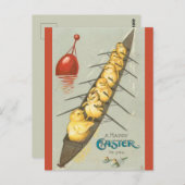 ヴィンテージ6羽の雛をボート復活祭 ポストカード (正面/裏面)