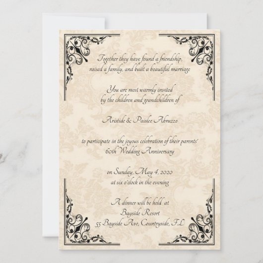 ヴィンテージ60周年招待状 招待状 (裏面)
