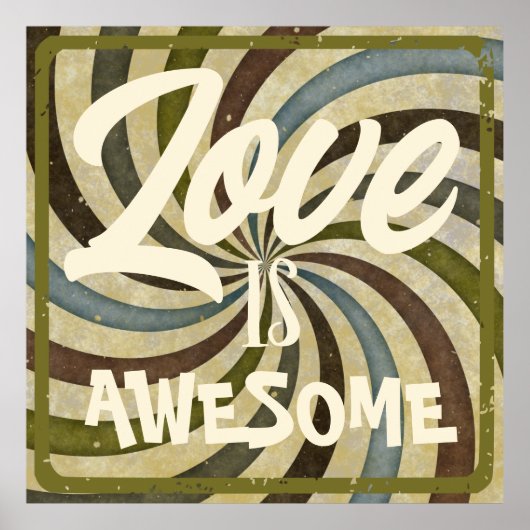 ヴィンテージ60年代70年代の愛の渦巻きラブレトロ ポスター (正面)