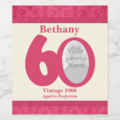 ヴィンテージ60歳の誕生日フォトカスタムワインラベル ワインラベル (シングルラベル)