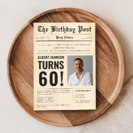 ヴィンテージ60歳の誕生日新聞表紙のカスタム写真 招待状