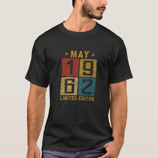 ヴィンテージ60番目の誕生日1962年生まれ5月60歳 Tシャツ (正面)