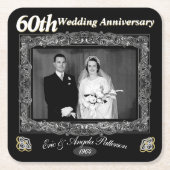 ヴィンテージ60結婚周年記念 スクエアペーパーコースター (正面)