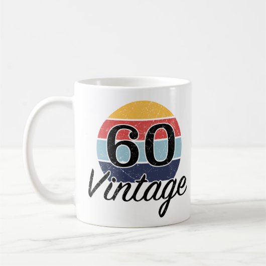 ヴィンテージ60誕生日夕日 コーヒーマグカップ (左)