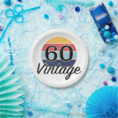 ヴィンテージ60誕生日夕日 ペーパープレート (パーティー)