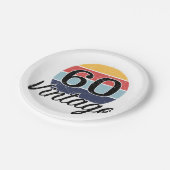 ヴィンテージ60誕生日夕日 ペーパープレート (アングル)