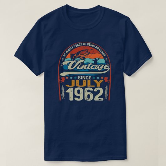 ヴィンテージ60誕生日1962年7月60日 Tシャツ (デザイン正面)