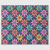 ヴィンテージ60s Vibeモダンデイジーオールオーバープリント ラッピングペーパー (フラット)