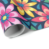 ヴィンテージ60s Vibeモダンデイジーオールオーバープリント ラッピングペーパー (ロールコーナー)