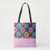 ヴィンテージ60s Vibeモダンデイジーカラーブロック トートバッグ (正面)