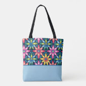 ヴィンテージ60s Vibeモダンデイジーカラーブロック トートバッグ (裏面)