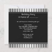 ヴィンテージ60thシルバークロムブラック誕生日パーティー 招待状 (裏面)