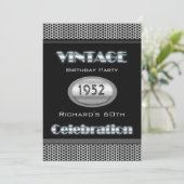 ヴィンテージ60thシルバークロムブラック60お祝い 招待状 (スタンド正面)