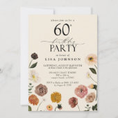 ヴィンテージ60thバースデーパーティーテラコッタフラワーズ 招待状 (正面)