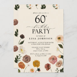 ヴィンテージ60thバースデーパーティーテラコッタフラワーズ 招待状