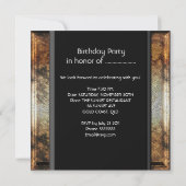 ヴィンテージ60thラスティ金ゴールドブラック誕生日パーティー 招待状 (裏面)