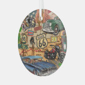 ヴィンテージ66号線懐かしいポスター。 ガラスオーナメント (正面左)